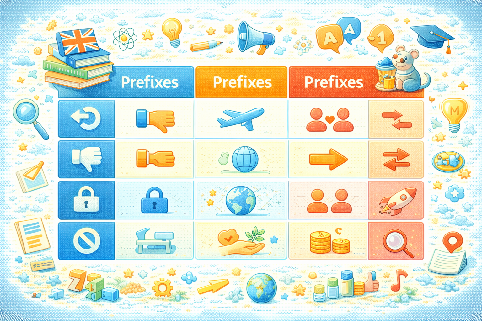 Приставки и префиксы в английском языке: таблица и способы использования